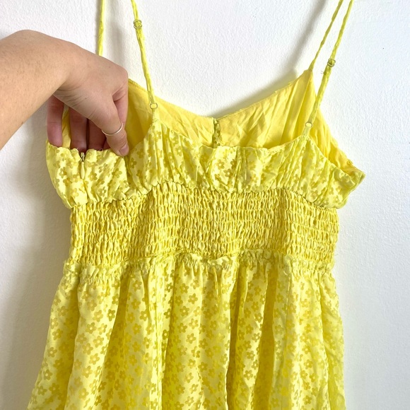 NWOT Urban Outfitters lemon yellow Reina semi-sheer floaty floral maxi dress - Picture 5 of 5